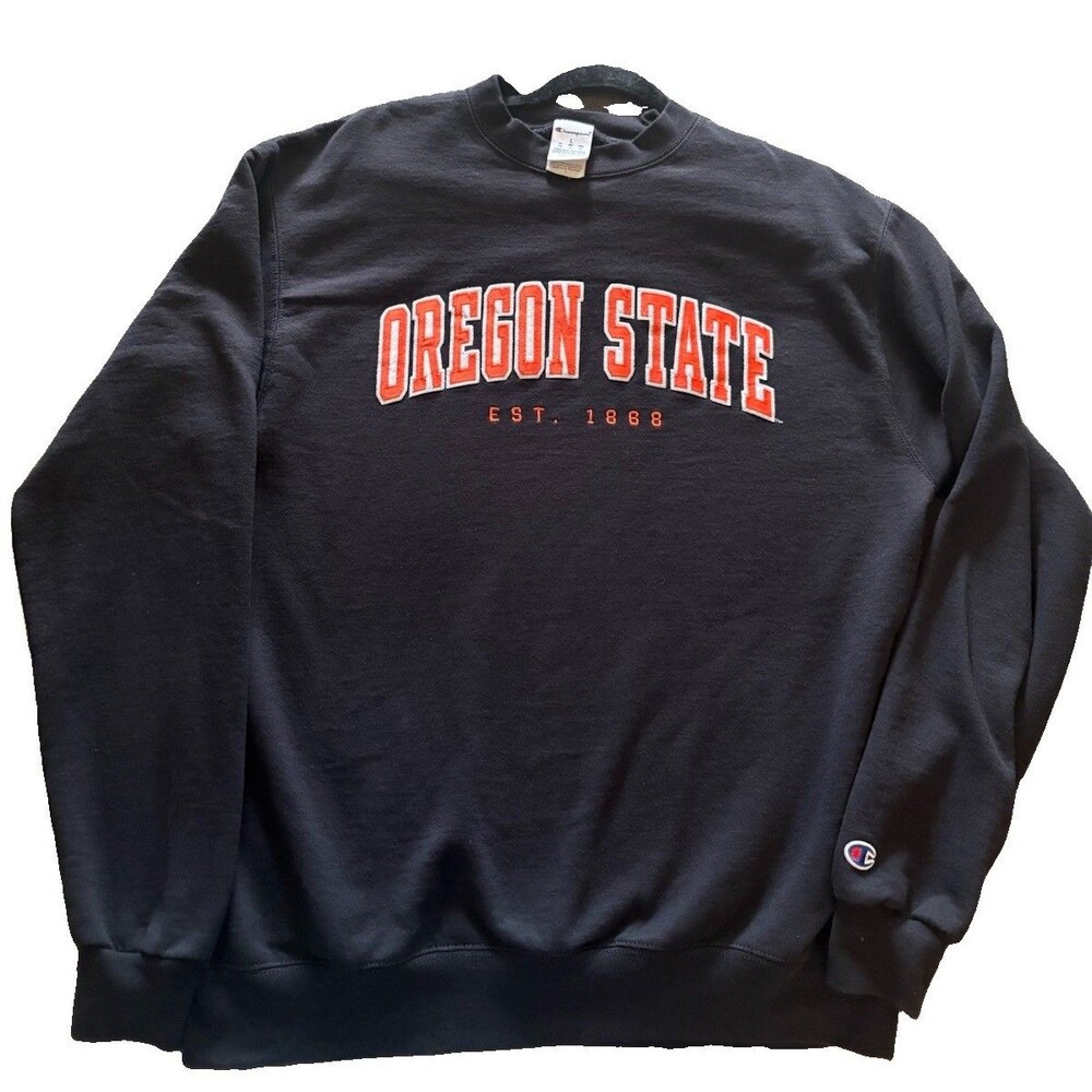 Champion Oregon State Beavers Crew Neck Sweatshirt Size Large Black 50/50
